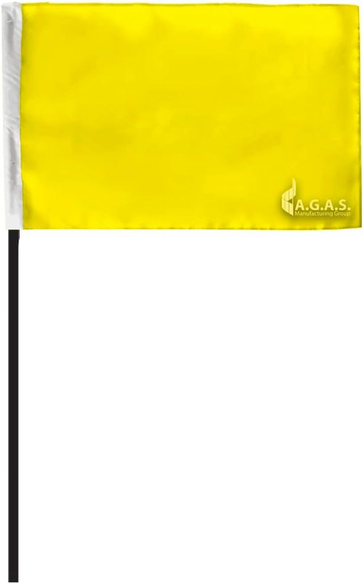 Yelloww Racing Flag AGAS Yellow Racing Flag Caution Stick Flag 4x6 inch - Mounted on 11 ...
