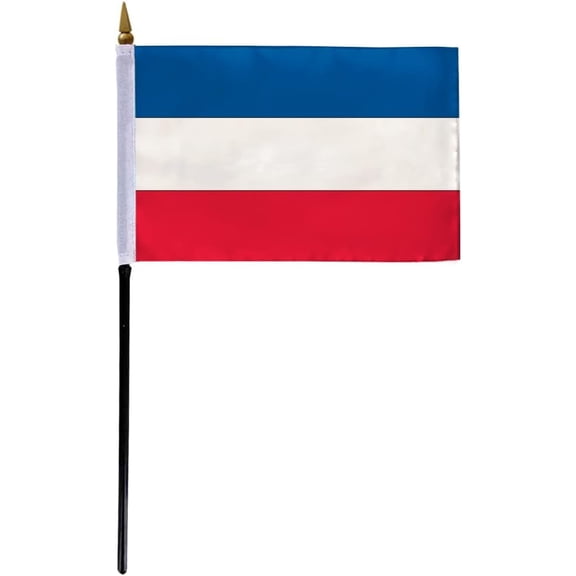 AGAS Yugoslavia Flag 4x6 inch - 11" Plastic Pole 100% Polyester Stitched Edges Yugoslavian Mini Flag on a Stick