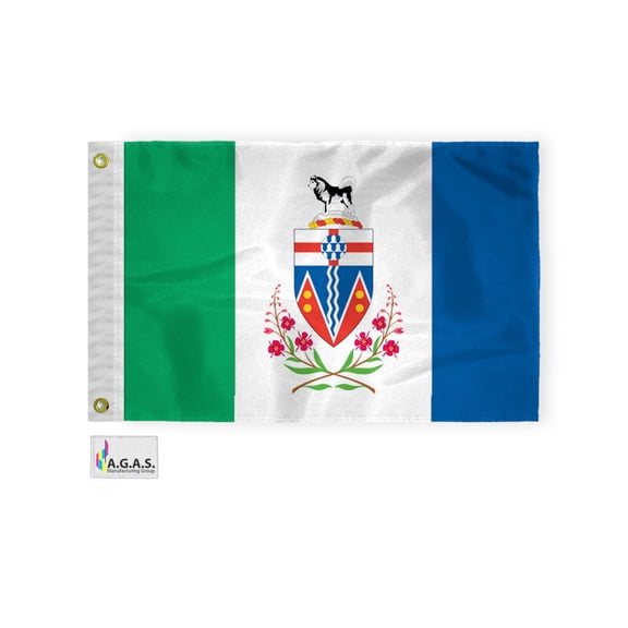 AGAS Yukon Canada Flag - 12 x 24 inch Outdoor 200D Nylon, Double Stitched Edges, Rust-Proof Brass Grommets, Canvas Header - Official Canadian Province of Yukon Flag (Official ratio 1:2)