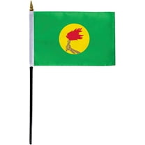 AGAS Zaire Flag 4x6 inch - 11" Plastic Pole 100% Polyester Stitched Edges Congolese Mini Flag on a Stick