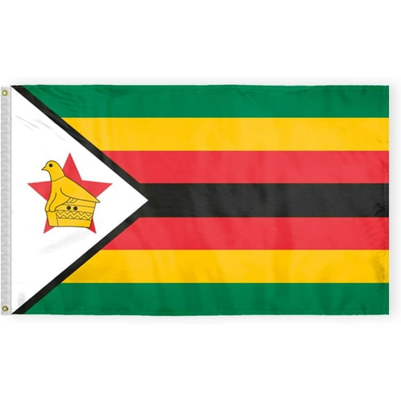 AGAS Zimbabwe Flag 3x5 ft Double Stitched Hem 100% Polyester Metal Grommets Indoor Zimbabwean Flag