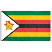 AGAS Zimbabwe Flag 3x5 ft Double Stitched Hem 100% Polyester Metal Grommets Indoor Zimbabwean Flag