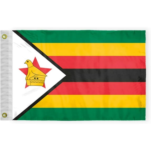 AGAS Zimbabwe Nautical Flag 12x18 inch Mini Zimbabwean Flag Outdoor 200D Nylon Double Stitched Hem Never Rust Brass Grommets Canvas Header Zimbabwean Boat Flag