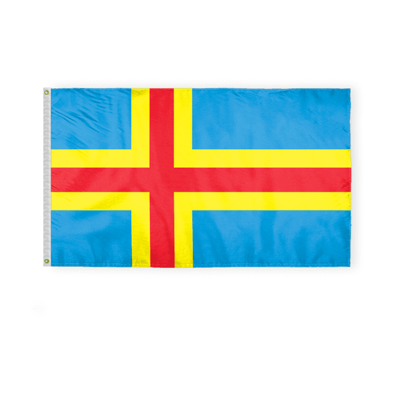 AGAS Ă…land flag 3x5 ft - Printed Single Sided on Polyester - Stitched Edges - Polyester Header Metal Grommets - Outdoor Long Lasting All Weather Flag - Aland National Flag