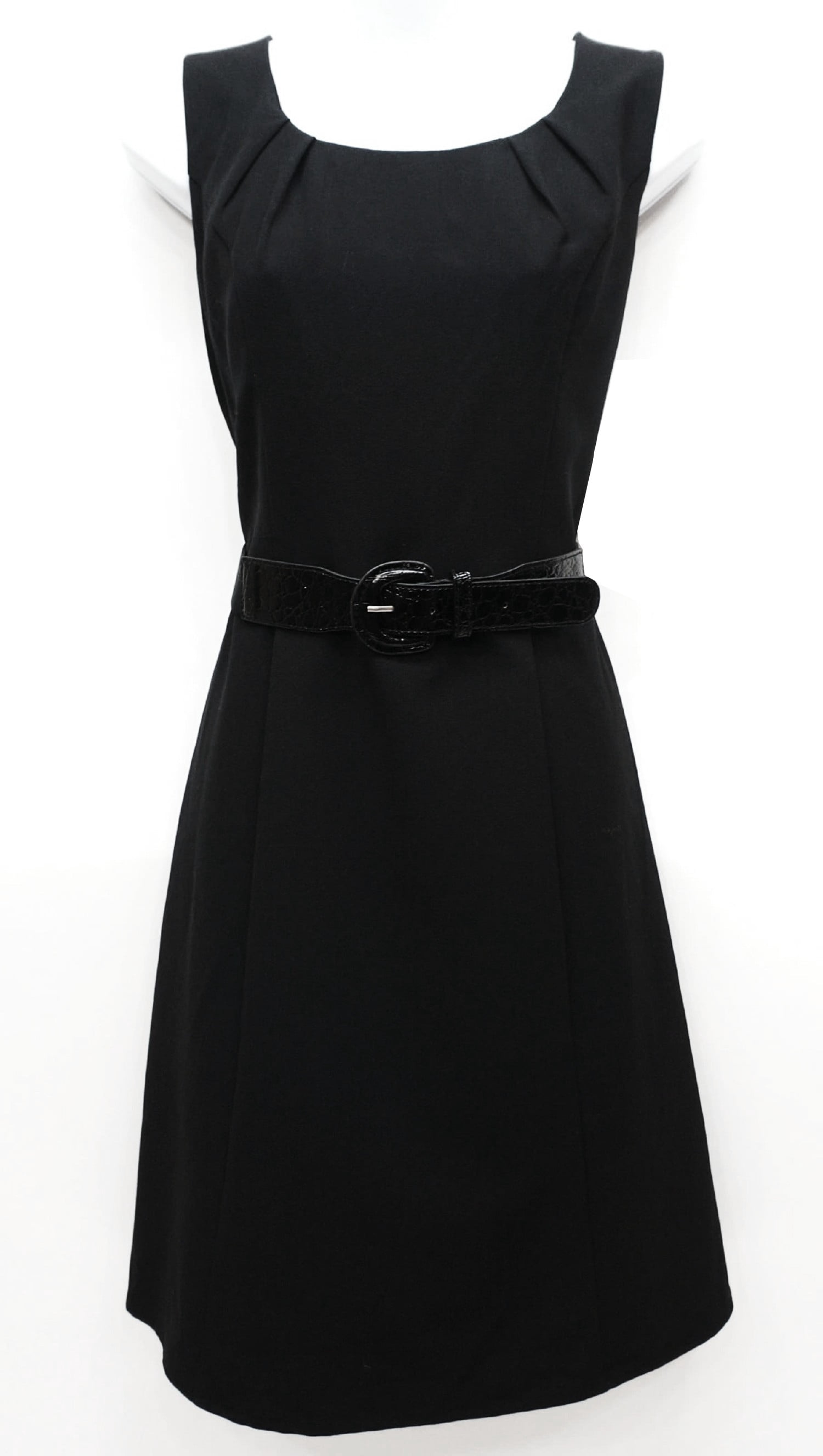 AGB Black Sleeveless A-Line Belted Dress, Dress Women's 6 - Walmart.com