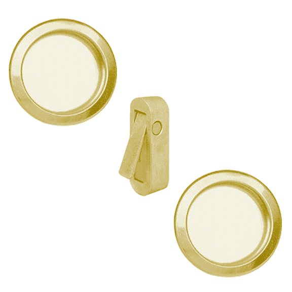 AGB Scivola Class Set of Sliding Pocket Door Round Handles with Pull Out Lever, Polished Brass