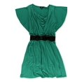 thumbnail image 1 of AGB Womens Belted A-line Dress, Green, X-Large, 1 of 2