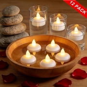 AGCAN 12 Pack Flameless Floating Candles, 2 Inch Led Floating Tea Lights, 72 Hour Water-Activated Floating Candles, Flameless Candles for Wedding, Bath & Spa, C