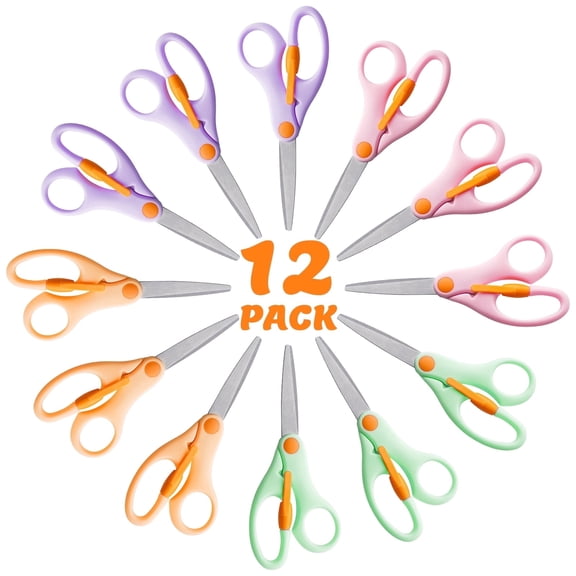AGCAN 12 Pack Blunt Tip Training Scissors, Plastic Safety Scissors, Anti-Pinch Design, Classroom Arts and Paper Craft Supplies