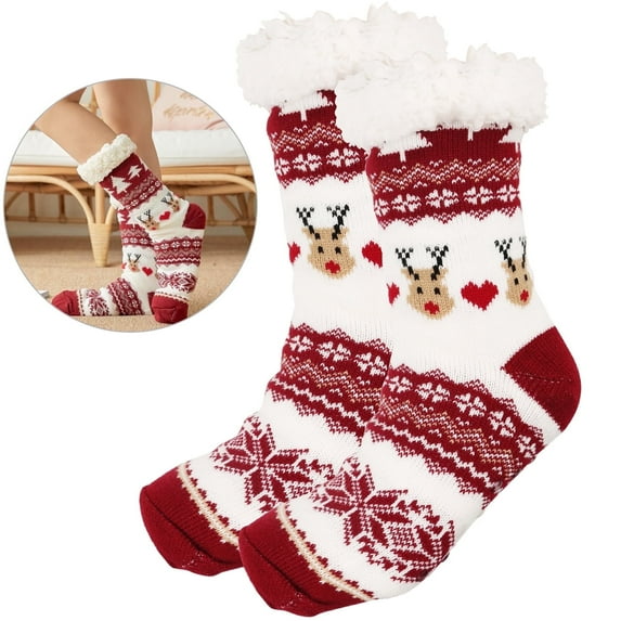 AGCAN Fuzzy Socks for Women, Warm Thick Furry Indoor Winter Xmas Socks, One Size
