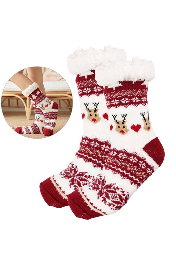 Fuzzy Socks for Women, Warm Thick Furry Indoor Winter Xmas Socks, One Size