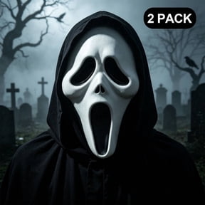 AGCAN 2 Pcs Halloween Mask, Scary Skull Mask for Adults, Full Head Ghostface Mask for Cosplay, Halloween, Masquerade Party
