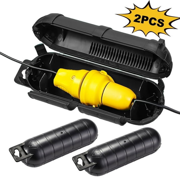 AGCAN 2 Pack Outdoor Extension Cord Safety Cover with Waterproof Protector Seal, Extension Cord Cover Outlet Plug Covers for Christmas Decorations Light, Black
