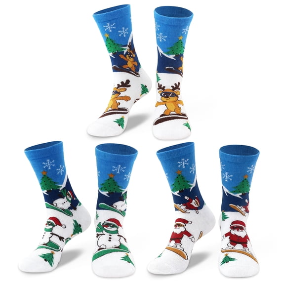 AGCAN 3 Pairs Christmas Stocking for Women, Crazy Novelty Christmas Socks, Funny Crew Socks for Christmas Gift