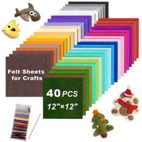 AGCAN 40PCS Felt Sheets for Crafts, 12"x 12" Assorted Color Stiff Felt Sheets, 1mm Thick Square Nonwoven Felt Fabric for Sewing, Patchwork, Embroidering, Crafts DIY