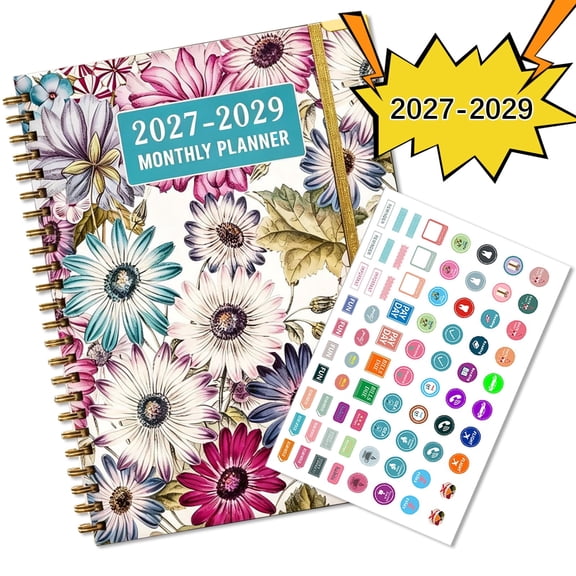 AGCAN Planner 2027-2029, 36-Month Weekly and Monthly Calendar Planner, Jan 2027 - Dec 2029, 8.5" x 11", Daily Agenda Book with Tabs, Planner with Floral Cover for College School Student Teacher