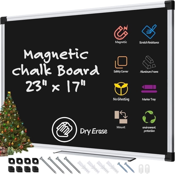 AGCAN Chalk Board Kids Magnetic Chalkboard 23" x 17" Black Dry Erase Board for Wall School Supplies