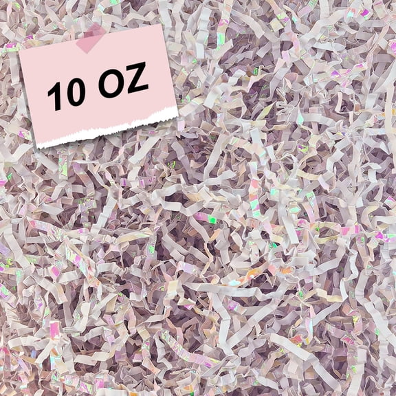 AGCAN Iridescent Crinkle Cut Paper Shred Filler, 5/8LB Crinkle Raffia for Valentine's Day Wedding Gift Wrapping Basket Filling Birthday Gift Boxes Christmas Baby Shower, Diamond White