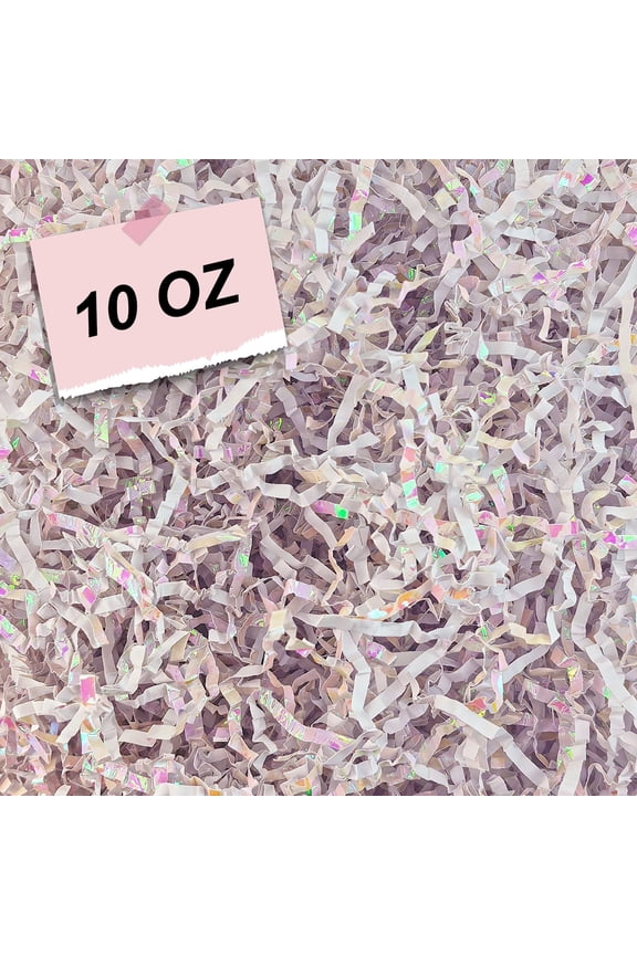 Iridescent Crinkle Cut Paper Shred Filler, 5/8LB Crinkle Raffia for Valentine's Day Wedding Gift Wrapping Basket Filling Birthday Gift Boxes Christmas Baby Shower, Diamond White