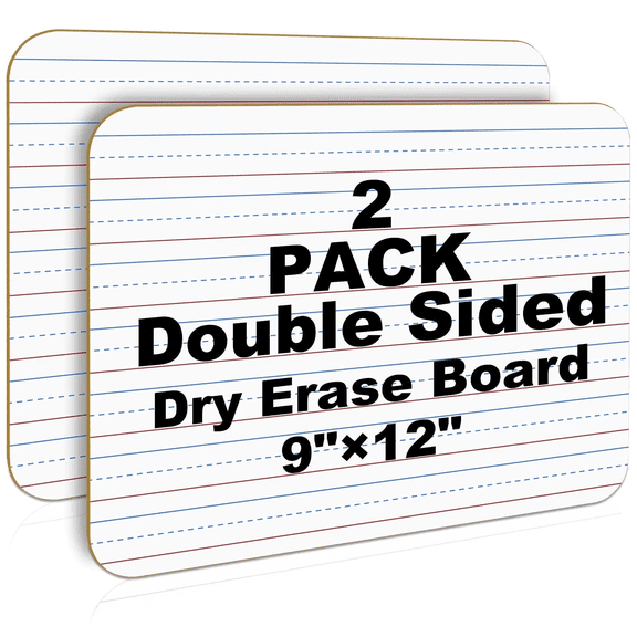 AGCAN Small Whiteboards with Lines, 9x12 Double Sided Framed Small Whiteboards, 2 Pack Dry Erase Board with Lines, Mini Whiteboard for School, Office, Classroom, Education, Teacher Supplies