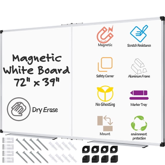 AGCAN Giant Whiteboard 72" x 39" Large Dry Erase Foldable Board for Wall 6'x3' Magnetic White Board for School, Classroom, Office & Home