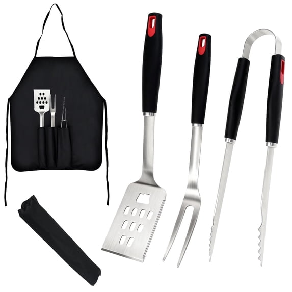 AGCAN BBQ Grilling Tools Set, Heavy Duty Premium Stainless Steel Spatula, Fork & Tongs, Barbecue Utensils Tool Kit Gift for Dad Men Grilling Lover Outdoor
