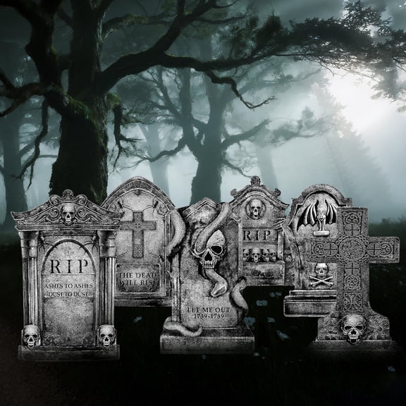 AGCAN Halloween Decorations Outdoor, DIY Gravestone Yard Signs with Stakes, Halloween Tombstones Cemetery Headstones Scary Decorations for Garden with Waterproof