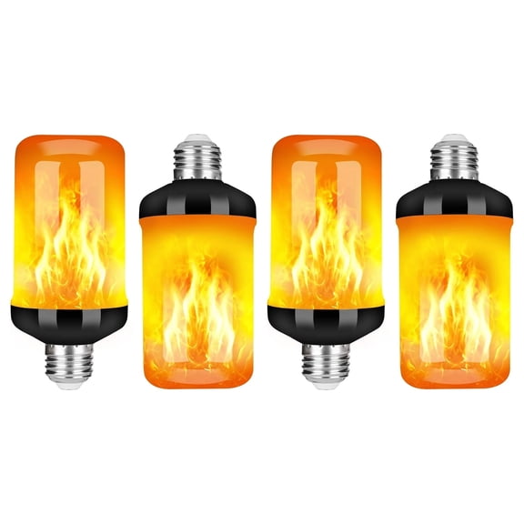 AGCAN LED Flame Effect Light Bulb, 4 Modes Flame Light Bulbs, 4 Pack E26 Base Fire Light Bulb with Gravity Sensor,Flickering Light Bulbs Halloween Home Party Room Porch Christmas
