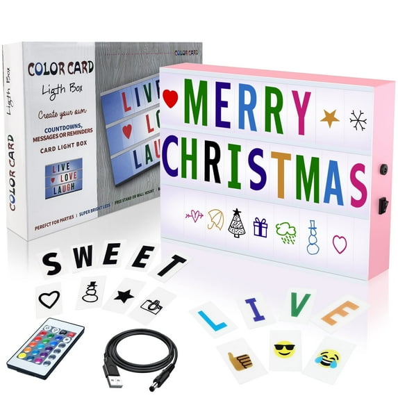 AGCAN Pink Cinema Light Box with Letters, RGB Marquee Color Changing Led Light Box Sign with 192 Black & Color Letters Emojis, Led Sign Letters Board Gifts for Women Birthdays Christmas Decor