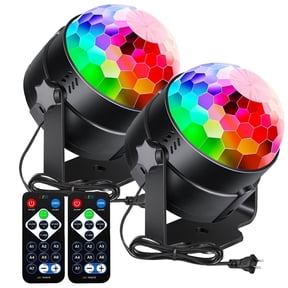AGCAN 2 Pack Disco Ball Lights, Sound Activated Party Stage Lights with Remote Control, Music Sync DJ Strobe Lights for Home Dance Birthday Halloween Christmas Party Decorations