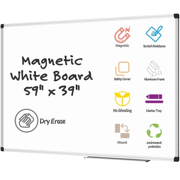 AGCAN White Board 59" x 39" Magnetic Dry Erase Board 5'x3' Extra Large Marker Whiteboard for Wall