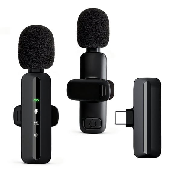 AGCAN Wireless Mini Microphone for iPhone and Android, Lavalier Bluetooth Microphone 2 in 1 Noise Reduction Lapel Mic ,Clip-on Mini Mic for Content Creators Podcast Video Recording Interviews Vlog