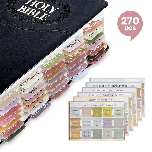 AGCAN Laminated Bible Tabs, 270Pcs Boho Theme Laminated Tabs, Reposition Bible Tabs for Women & Men, Bible Index Tabs for Church, Bible Study