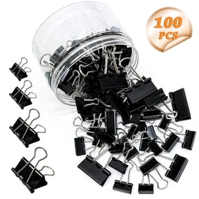 AGCAN 100 Pack Binder Clips, Assorted Sizes Paper Clips, Paper Clamps for Office, Home, Document Organizing, Black