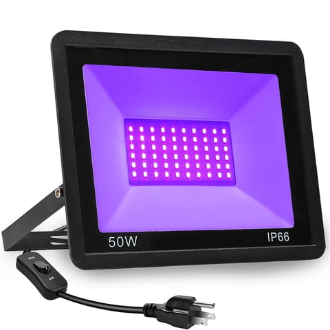 AGCAN 50W LED Black Lights, IP65 Blacklight Flood Light with Plug for Dance Party, Glow in The Dark, Halloween, Christmas Decor, Body Paint, Fluorescent Poster