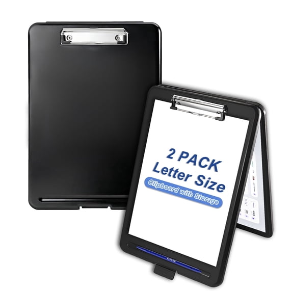AGCAN 2 Packs Clipboard with Storage, Plastic Storage Clipboards with Low Profile Clip, 8.5 x 11 Organization Box with Pen Holder for Nurses, Teachers, Work, Classroom, Office