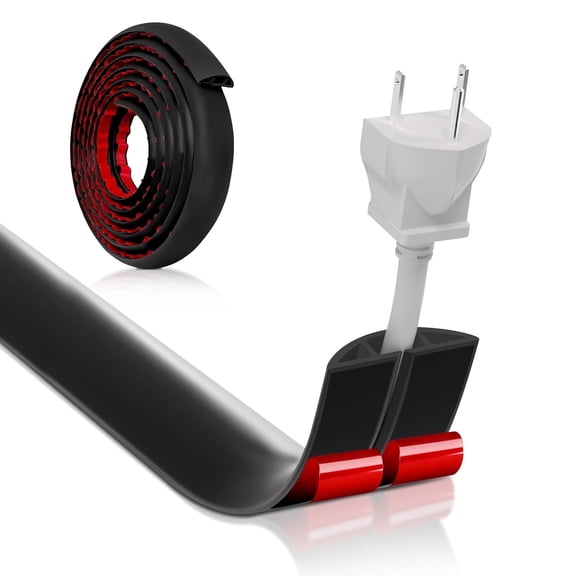 AGCAN Cord Hider Floor, 6.56ft Self Adhesive Cable Protector, Floor Cord Cover, Extension Strip Protector for Wires, Exhibitions Cavity:0.47" (W) x 0.31" (H), Black