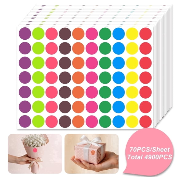 AGCAN 70 Pcs Colored Dot Stickers, 3/4" Multicolor Round Circle Stickers, Removable Coding Label for Office,Classroom,Family