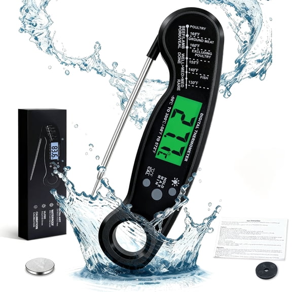 AGCAN Digital Meat Thermometer, Instant Read Food Thermometers, Waterproof Cooking Thermometer with Backlight for BBQ Grilling Cooking Liquids Beef