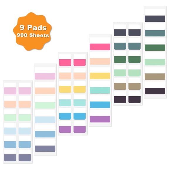 AGCAN 900 Pcs Sticky Tabs, Writable and Repositionable Sticky Index Tabs, 2 Sizes Multi-Colored Morandi Page Markers for Notebooks, Folders, File Classification