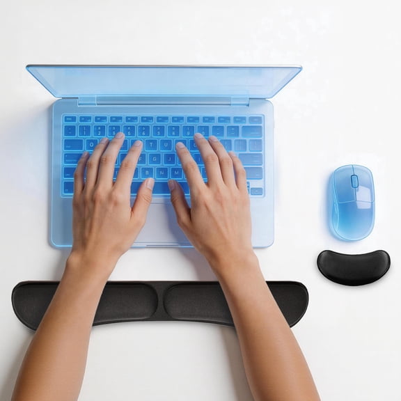 AGCAN Memory Foam Keyboard Wrist Rest Set, Desk Pads Support Hand and Arm, Ergonomic Keyboard Mouse Wrist Support for Typing, Gaming, Pain Relief, Office, Black