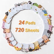 AGCAN 24 Pads Cute Sticky Notes, 12 Styles Animal Sticky Notes, Self Adhesive Cartoon Notes Memo Pads Notes Page Tab for Office
