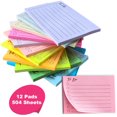 thumbnail image 1 of AGCAN 12 Pads Lined Sticky Notes, 3.5x3 Inch To Do List Notepad, 504 Sheets, Strong Adhesive Notepads with Lines for Office, Home, Meeting, Assorted Colors, 1 of 7