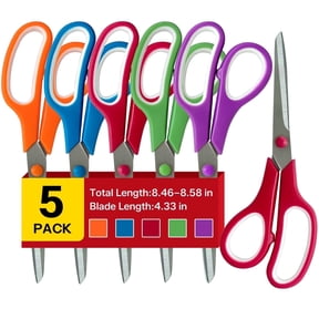 AGCAN 5 Pack Scissors All Purpose, 8" Sharp Blades Scissors for Office with Comfort Grip Handles, Multicolor Scissors All Purpose Heavy Duty for Home, Sewing, and Crafts