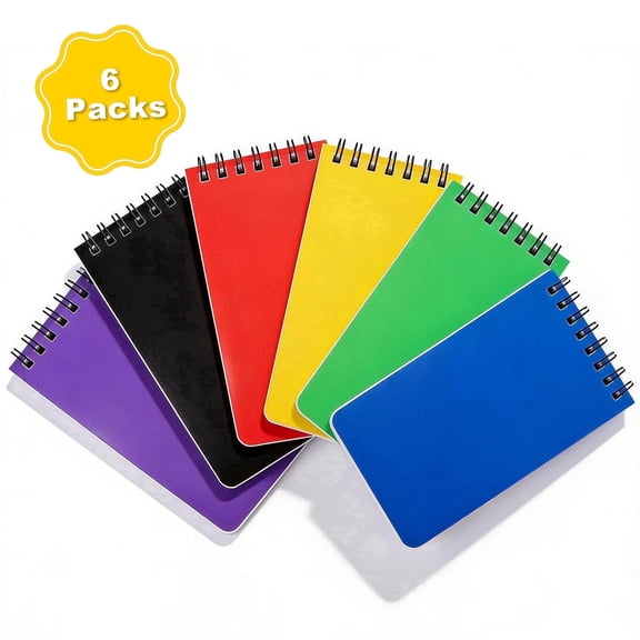 AGCAN 6 Pack Pocket Notebook, 3"x 5" 75 Sheets Spiral Notebooks, 6 Colors Small Notepad for Work, Office, Nurse, Travel