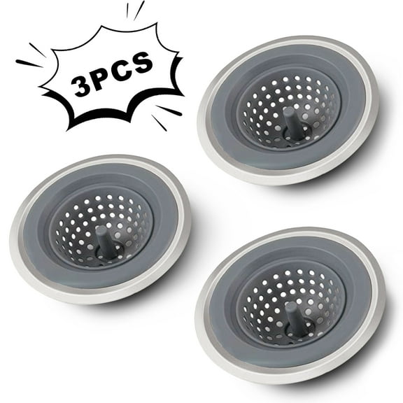 AGCAN Sink Drain Strainer, 3 Pack Silicone Sink Strainer, 4.5” Wide Rim Kitchen Sink Stopper & Food Catcher