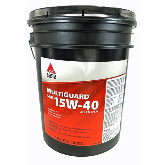AGCO MultiGuard SAE 15W-40 Conventional Diesel Engine Oil API CK-4 5 Gallon, 79035353