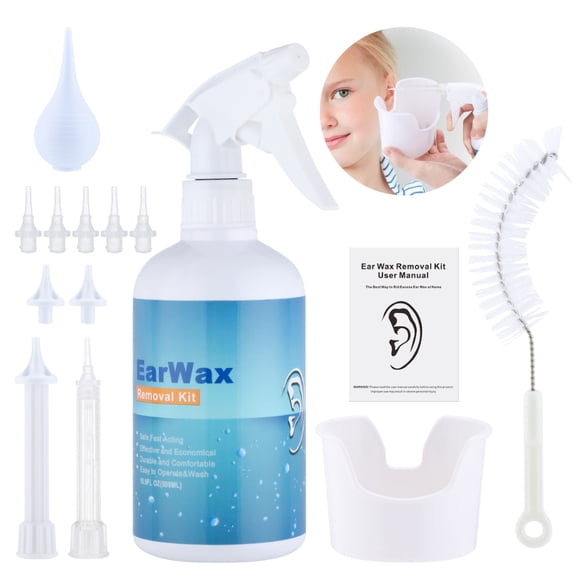 AGDOAD Ear Wax Removal Kit,Ear Wax Cleaning Tool to Earwax for Adults Kids,with Spray Bottle, Basin, Tube, Cap, Disposable Tips, Ear Washe
