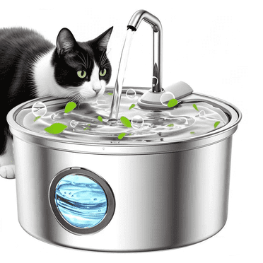 AGEETXT Cat Water Fountain Stainless Steel, 108oz/3.2L Pet Fountain Smart, Water Level Window and 4-Layer Filtration Systerm for Cats, Dogs, Multiple Pets