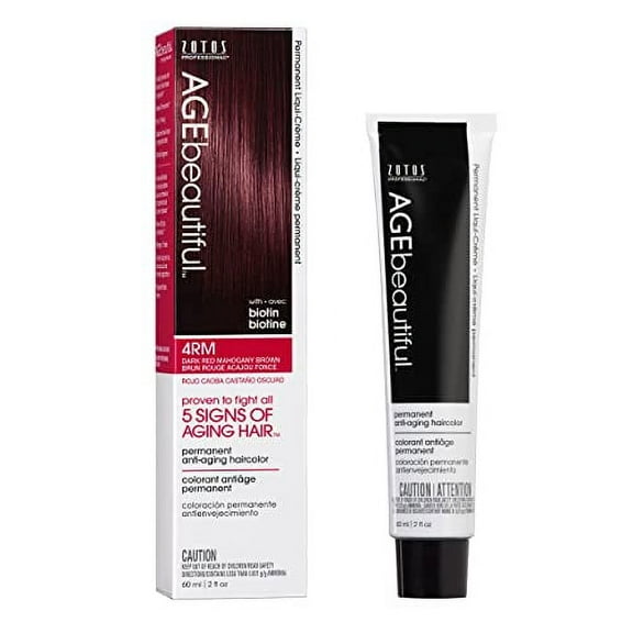 AGEbeautiful Permanent Liqui Creme Hair Color Dye | 100% Gray Coverage | Anti-Aging | Professional Salon Coloring | 4RM Dark Red Mahogany Brown